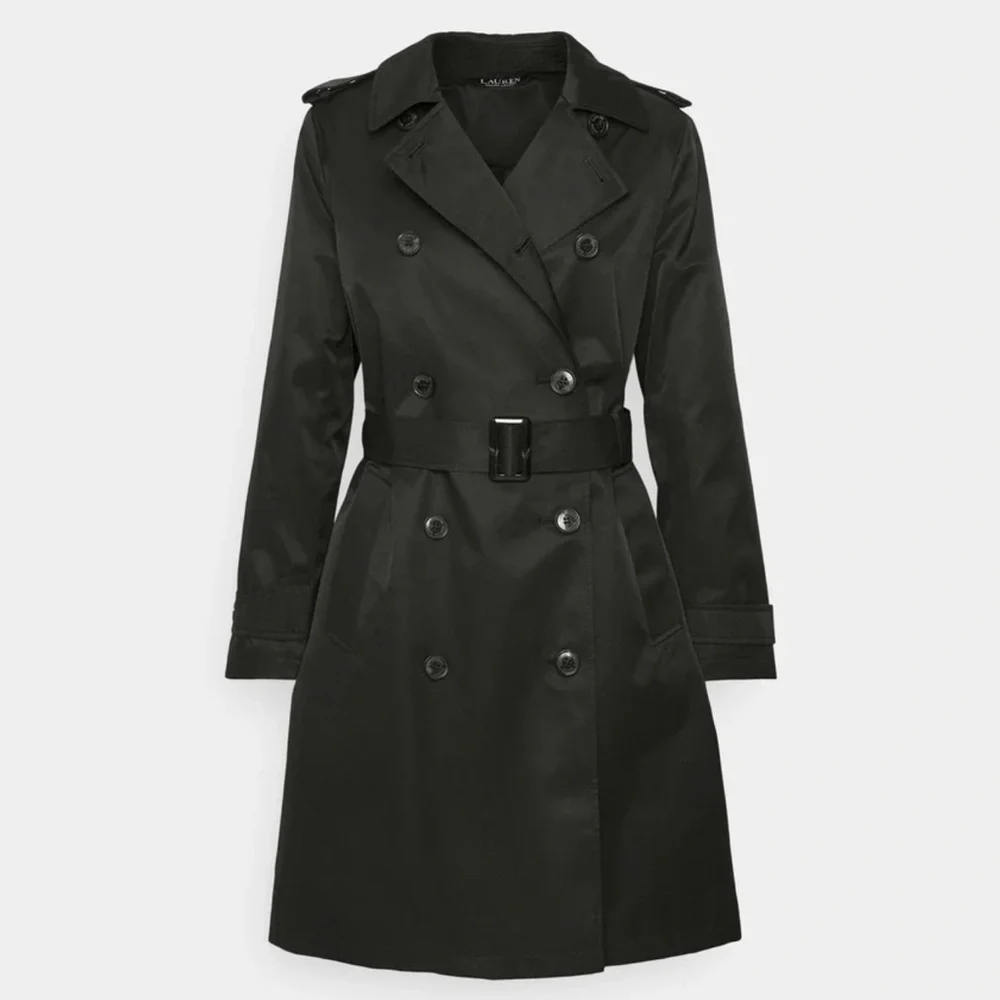 LAUREN RALPH LAUREN Water Resistance Double Breast Belted Trench Coat Sz L - Picture 2 of 16